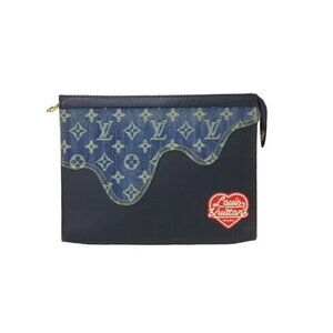 Louis Vuitton Pochette Voyage Clutch Bag NIGO Monogram Drip Denim